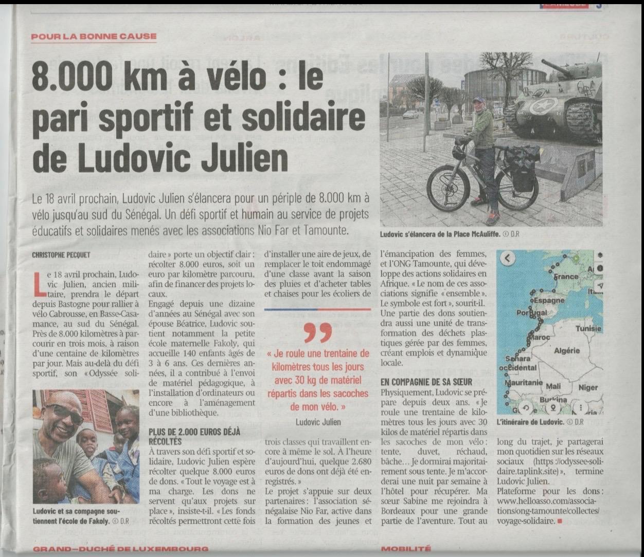 Pari sportif et solidaire.